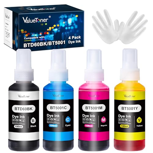 Multifuncionales, Office Product Valuetoner para Brother Kit de Tintas BTD60BK BT5001Y BT5001M BT5001C Impresora Compatibles DCP-T310 DCPT420W DCP-T520W DCP-T710W DCP-T720DW MFC-T810W...