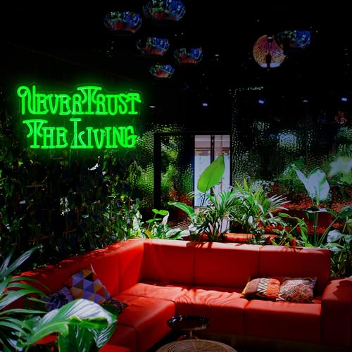Image of Never Trust The Living Neon Sign Cool Green Led Neon Light For Wall Decor Dimmable USB Powered Letters Light Up Sign For Halloween Party Chamber of Secrets Script killing Terror House Man Cave Room Neon Decor(17.3''*9.3'')