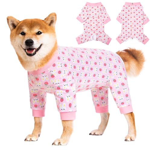 Image of Dog Recovery Suit for Small Medium Large Dogs, Pet Onesie After Surgery Comfort Dog Bodysuit Anti Licking (Pink Bunny,3XL)