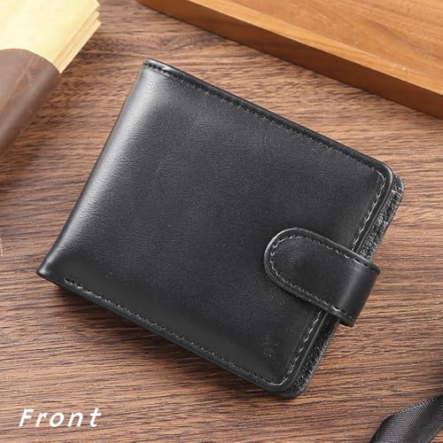 Men wallet black PU leather horizontal credit card holder large capacity multiple card positions zipper coin bag retro for men3