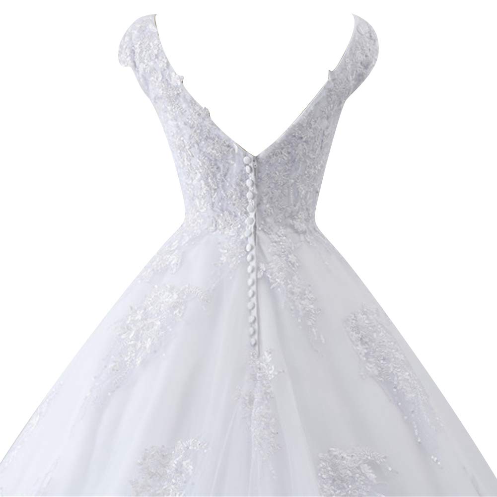 Vestido de Encaje en V con Letra a, WZEFEIO, Blanco, 40