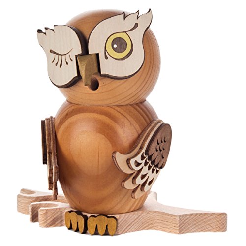 Dregano Winking Whimsical Owl German Incense Smoker - Wooden - Made in Germany