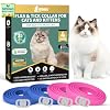 4 Pack Flea Collar for Cats, 32 Months Flea and Tick Prevention for Cat, Waterproof & Natural Cat Flea and Tick Treatment, Adjustable for Cats Kittens(Blue&Pink)