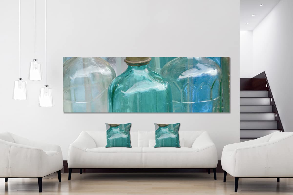 Glas-Schimmer 2 - Foto-Kissen-Hülle Set (2 STK.) 40 x 40 cm | Kissen-Bezüge - passend zu Wandbild - Deko-Kissen - Flasche Flohmarkt Paris Küche Getränke