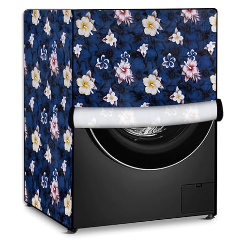 Image of Stylista Washing Machine Cover Compatible For Bosch 8 Kg Front Load Wat24463In Floral Pattern Blue - Polyvinyl Chloride