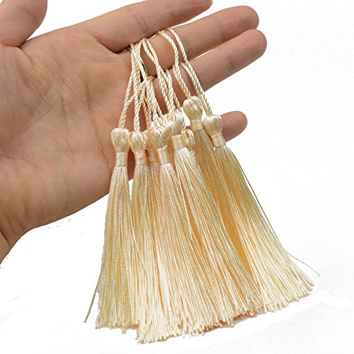 Image of Makhry Tassels 100pcs Bookmark Tassels with Tight Knot 13cm /5 Inch for Crafts Bookmarks Jewelry Making Graduation Gifts DIY Phone Accessory (Cream)
