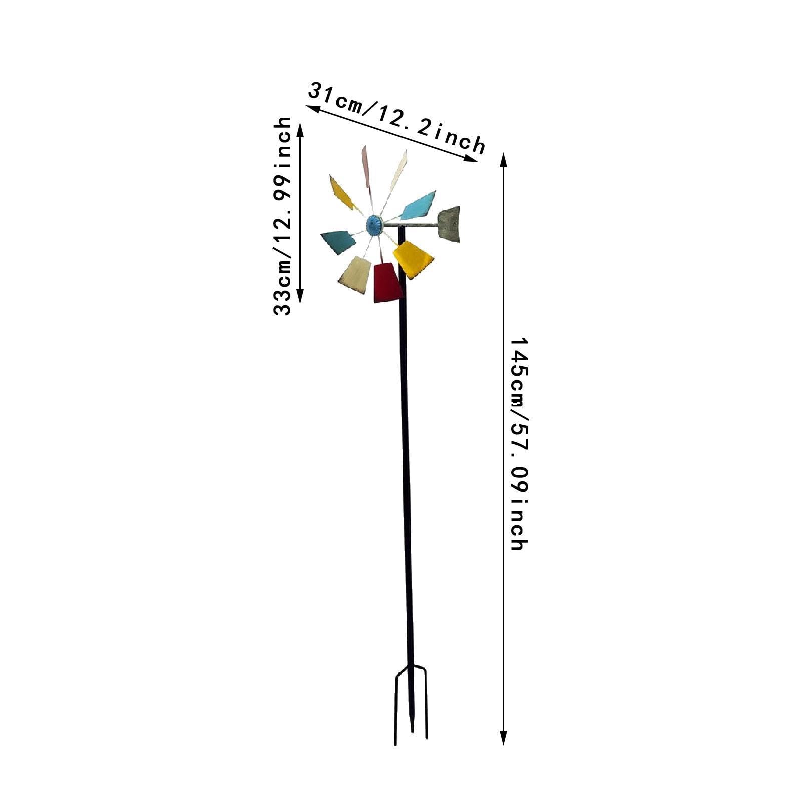 jojomis 57 Inch Metal Wind Spinner with Stake - Outdoor Garden Decoration, Lawn Ornament, Patio Windmill Sculpture for Walkway and Yard