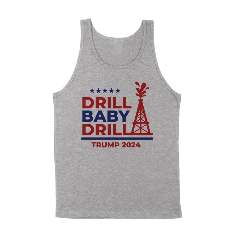 TeesAndTankYou Trump Drill Baby Tank Top Unisex 2X-Large Grey