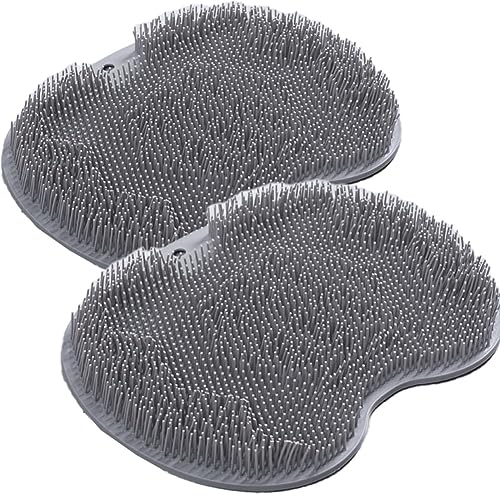 Tradecom フットブラシ 足洗いマット 足裏ブラシ フットケアブラシ 人気 垢すり お風呂グッズ スポンジ アカスリ 足裏 消臭 角質除去 臭い防止 フットケア ブラシ 足 ケア かかと お風呂 (グレー 2枚セット)