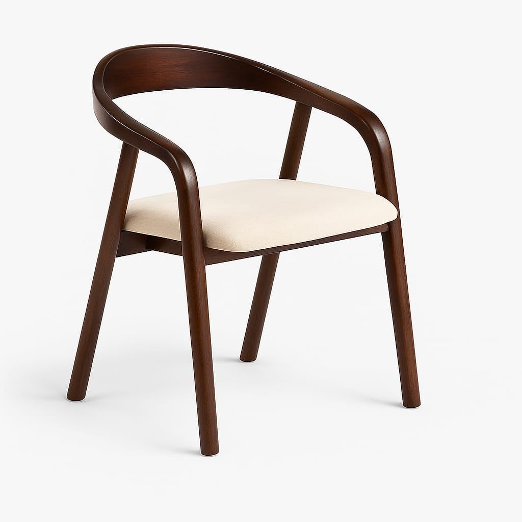 Suryavanshi Acacia Wood Dining Chair with Upholstered Seat – Modern Scandinavian Style Solid Wood Chair for Dining Room, Living Room or Office (Light Walnut Finish)-image-42
