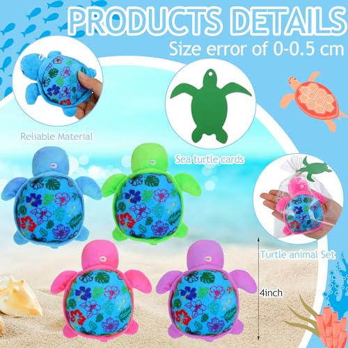 24 Pack Summer Turtle Party Favors, Mini Sea Turtle Plush with Cards Set - image 2