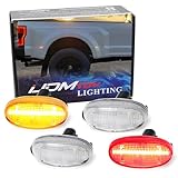 iJDMTOY Clear Lens Amber/Red Full LED Trunk Bed Marker Lights Set Compatible With...
