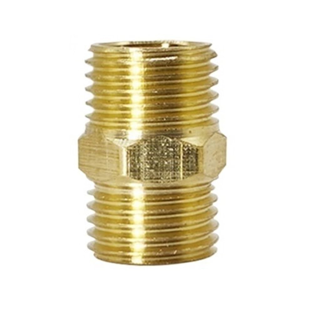 High Reliability Brass Hex Threaded Pipe Coupling for Irrigation Systems - Durable Metal Pipe Joint Adapter, 1pc(3/8in)
