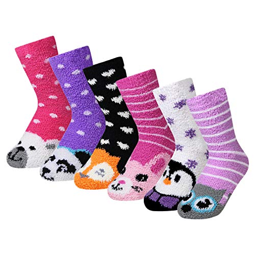 Image of Women's Fuzzy Plush Soft Slipper Socks, Fluffy Winter Holiday Cozy Value Pack Socks