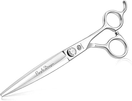 Amazon Purple Dragonトリミングハサミ 犬 トリミングシザー ハサミ ペット カットハサミ 犬 ハサミ カットハサミ犬用 猫用 カーブシザー 犬 とりみんぐ ハサミ 日本製炭素鋼440c 切れ味 静音 使いやすい 安全 毛量調整 全身美容 7インチ 初心者 トリマー プロ用 専用