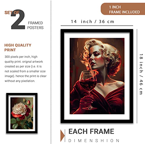 Image of kotart Paintings Modern Art Framed Painting for Bedroom Living Room - Framed Wall Posters /Paintings with Frame - Painting for Wall Decoration - Gallery Wall Decor (Red, Framed) Set of 5 (Art 10)