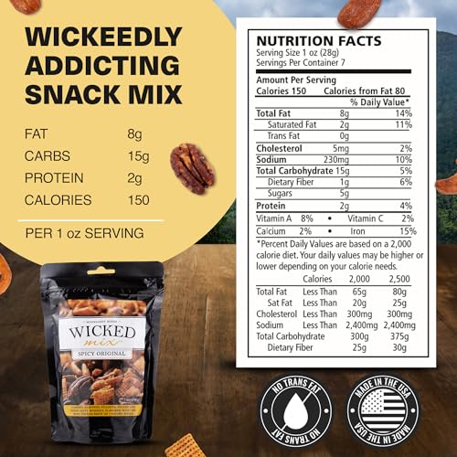 Image of Wicked Mix Snack Mix with Mixed Nuts - Sweet and Salty Snacks Trail Mix Snack Packs with Almonds, Cashews, Pretzels, Pecans - Healthy Snacks Zero Trans Fat in Resealable Bag (Smoky Hot Chipotle, Chocolate Laced, Original Mix Assortment)