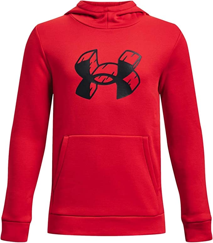 Under Armour Boys' Armour Fleece Hoodie (Red/Black, Large)