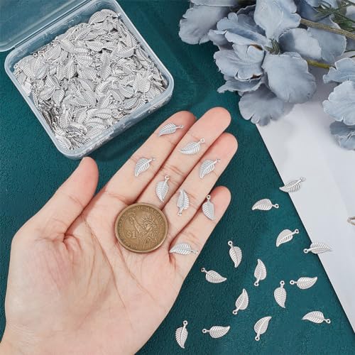 UNICRAFTALE 400Pcs 0.8mm Hole 304 Stainless Steel Leaf Pattern Pendant Foliage Hollow Charms Drop Dangle Earrings Metal Plant Charm for DIY Bracelet Necklace Jewelry Making - Image 4