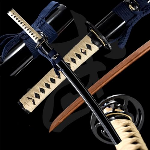 HJHUUA Bokken Hecho a Mano de 78cm,Katana wakizashi Japonesa de Madera,Espadas samuráis Cortas de Madera con Vaina