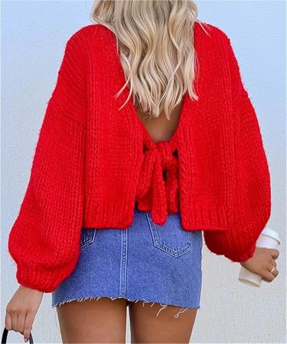 Knitted Cardigan Sweater 2025 Autumn Winter Long Sleeve Solid Lace Up Top Knitwear Female Outerwear Jacket3