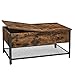 VASAGLE Table Basse, Table de Salon, avec Dessus Rabattable, Compartiment Fermé et Étagère Grillagée, Cadre en Métal, Style Industriel, 100 x 55 x 47 cm, Marron Rustique et Noir LCT230B01