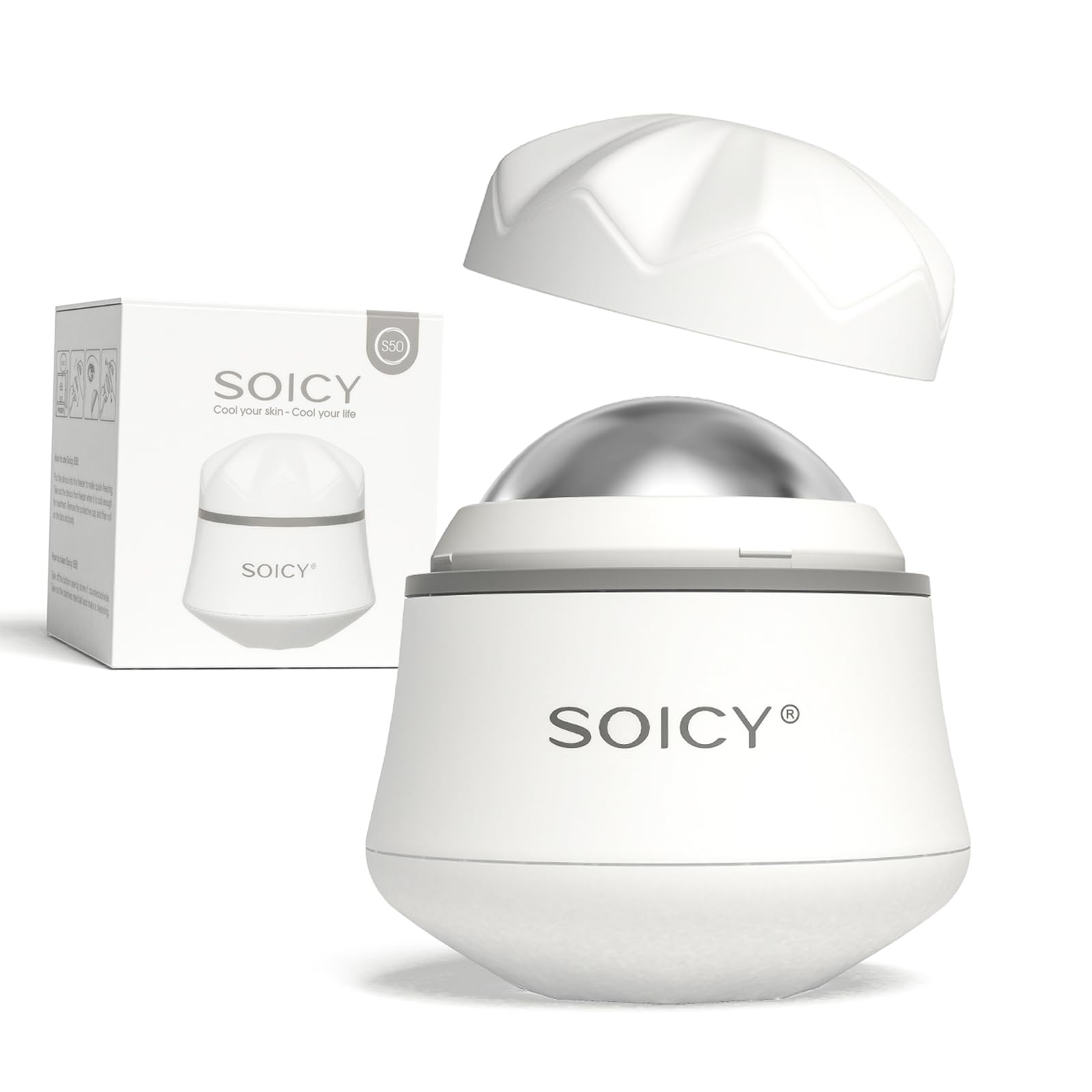 OPENDGOIce Roller for Face and Eyes Body, Facial Ice Roller 360° Rotating Stainless Steel Ball Face Massager Fitness Cryosphere for Reduces Puffiness, Redness and Pain, Beauty Skin Care Tools