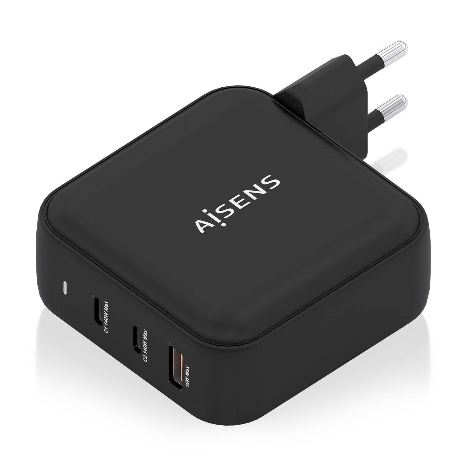AISENS - ASCH-140W3P031-BK - Cargador GAN 140W, 2XUSB-C PD3.1 QC4.0, 1XUSB-A QC3.0, Negro