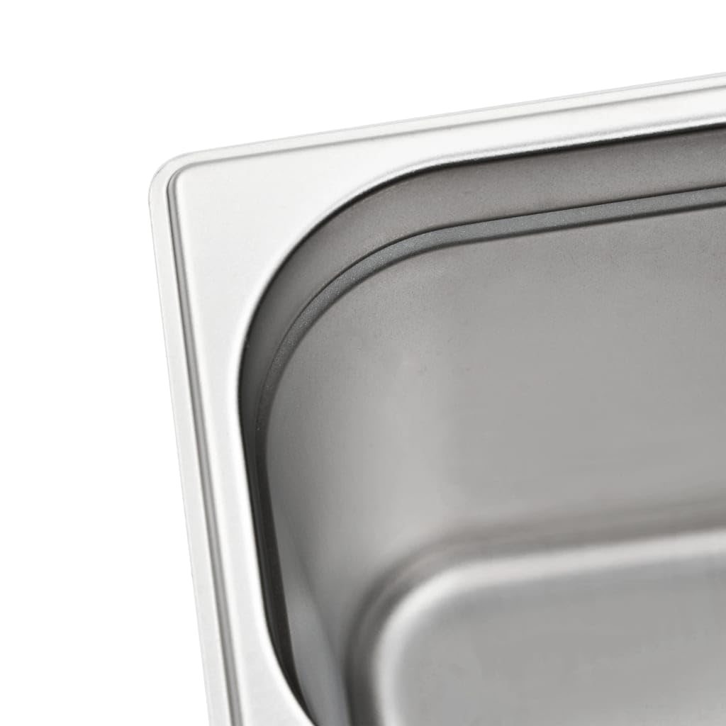 Recipientes de gastronomía GN 1/4 de acero inoxidable 265 x 162 x 200 mm, 4 unidades apilables para Bain-Marie Chafing Dish Buffet para mantener caliente y uso en restaurantes, hoteles, fiestas