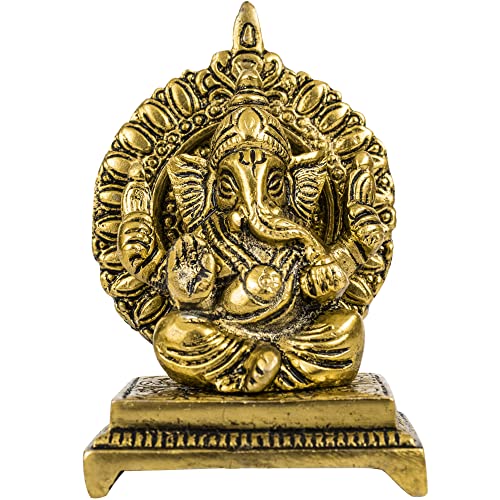 Image of Spillbox Traditional Oxidised Brass Sinhasan Mukali with Ganesha God Idol