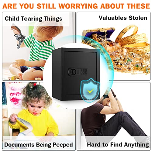 Ghjgage 1.6 Cubic Home Safe Fireproof Waterproof, Fireproof Safe With Fireproof Document Bag, Led Light & External Battery Box, Large Security Safe Box For Money Firearm Documents Valuables #TOP6