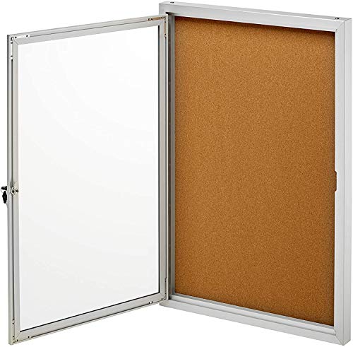 Adir Enclosed Bulletin Board - Single Door Locking Cork Board Dis...