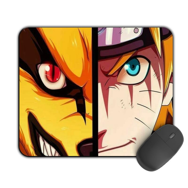 Image of Kirmada Gaming Mouse Pad - Naruto Half Fox (Naruto) Non-Slip Rubber Base - Durable, Smooth Surface, Ergonomic Design, Easy to Clean -Small Size for Mackbook,Laptop,Desktop