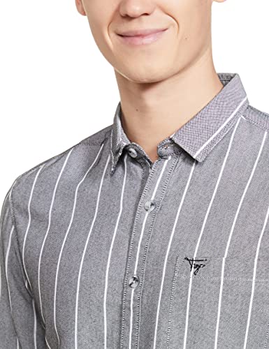 Image of The Indian Garage Co Men Regular Fit Striped Full Sleeves Cutaway Collar Casual Shirt
