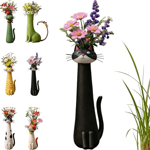 Cat Vase for Flowers,Meow Bloom Quirky Cat Vases, Funny Kitt