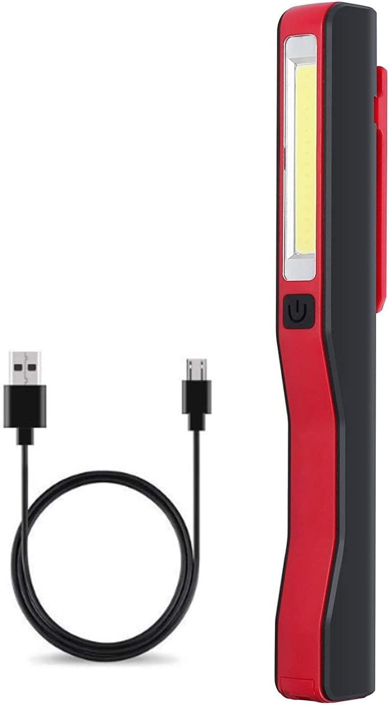 Rechargeable LED Work Light, Magnetic Inspection Lamp COB Flashlight Set Emergency Lighting Solution Workshop Illumination Tools Compact Task Lights for Household Workshop Emergency Use