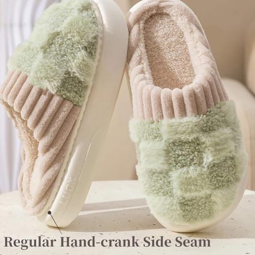 House Slippers for Women Plush Warm Fuzzy Slippers Fluffy Soft Bedroom Shoes Comfy Indoor Slip-On Slipper with Faux Fur Lining2