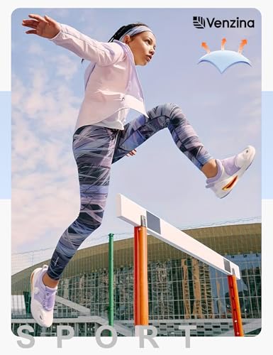 Image of Venzina Girls Printed Yoga Pants High Waist Athletic Leggings for Kids, Colorful Patterned Cropped Workout Pants for Running, Dance, Exercise & Casual Wear