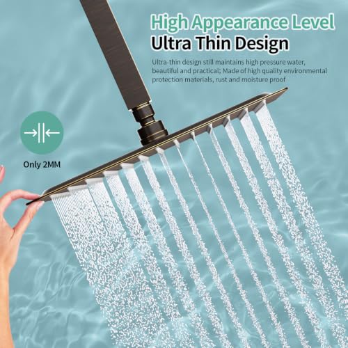 Image of SR SUN RISE 12 Inch Brass Rain Shower Head Oil Rubbed Bronze High Pressure Rainfall Showerhead Water Saving