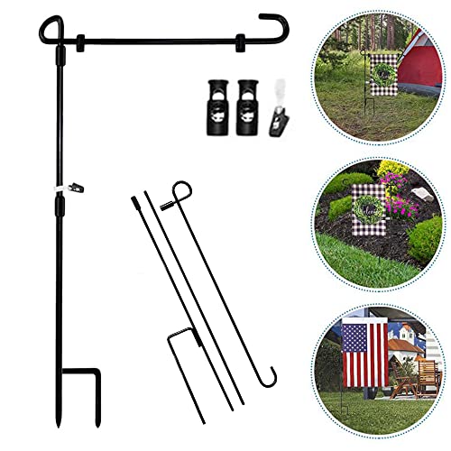 SHARECARE Garden Flag Stand Garden Flag Pole Holder with 1 Tiger Clip and 2 Spring Stoppers for Garden and Home Decoration 12 x 18 Inches without flag 1 Pack