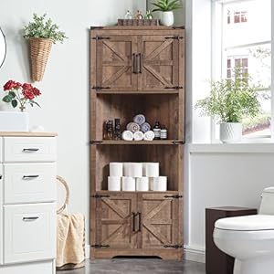 Jxqtlingmufarmhousecornercabinettallcornerbathroomstoragecabinetwithbarndooradjustableshelvesforlivingroomkitchenutilityroomrusticbrown Urban Country Home Decor Jxqtlingmu farmhouse corner cabinet tall corner bathroom storage cabinet with barn door adjustable shelves for living room kitchenutility room rustic brown urban country home decor