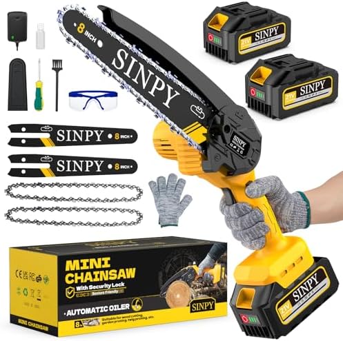 8" Mini Motosierra Batería 8000mAh, Sierra Electrica Podar Arbole...