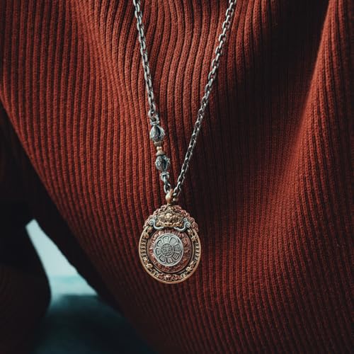 COPPERTIST.WU Nine Palace Bagua Pendant for Necklace Amulet Jewelry for Men Women,Brass & Silver & Copper2