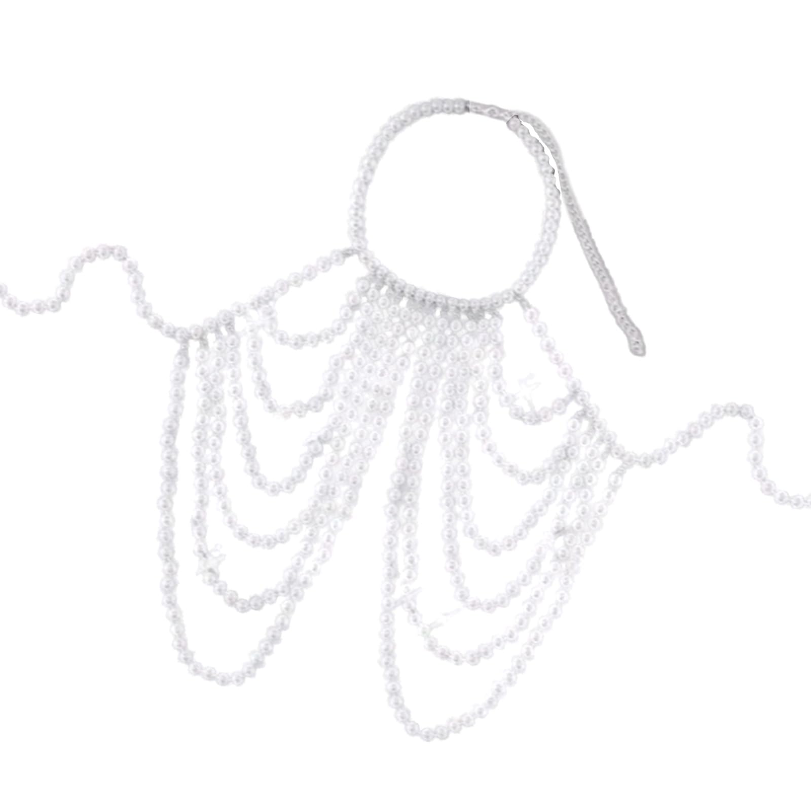 Cadena de perlas en capas para el pecho y joyeria ajustable de mujer 8