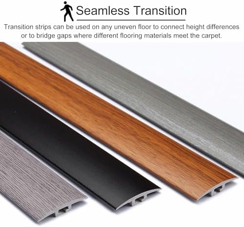 Self-Adhesive Threshold Strip for 0.5 Inch Gap, Laminate Flooring Transition Cover with Wood Grain Finish, PVC Reducer Trim, Easy Installation, White Color, 36655