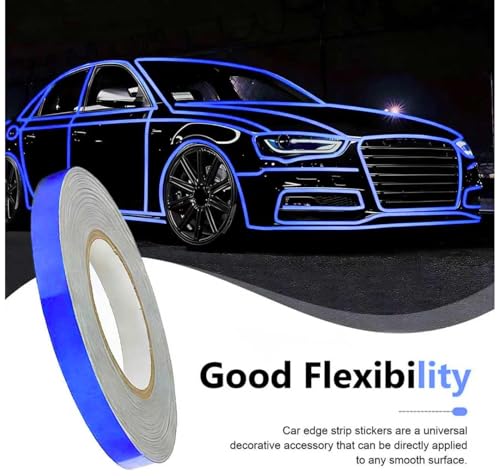 Image of WALLMATE Reflective Strip Sticker Self-Adhesive Night Visibility Warning Tape Waterproof Safety Reflector for Car, Bikes,Truck And Other Vihicle (Blue Strip, 0.5 In x 45 Mtr (1771 in))