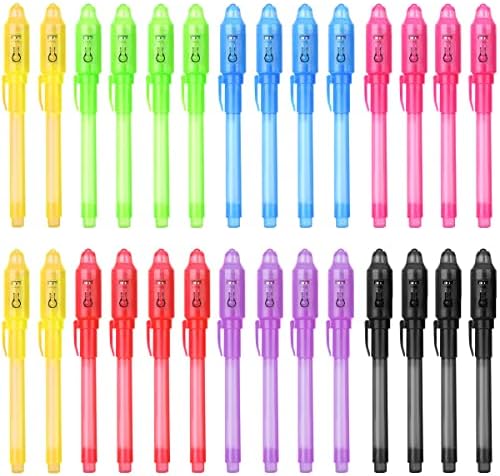 iZoeL 28pcs Invisible Ink Pen Secret Pen with UV Light, Invisible Writing, Invisible UV Pens Detective Birthday Party Accessory Party Bags Filler - Boy Kid Girl (28)