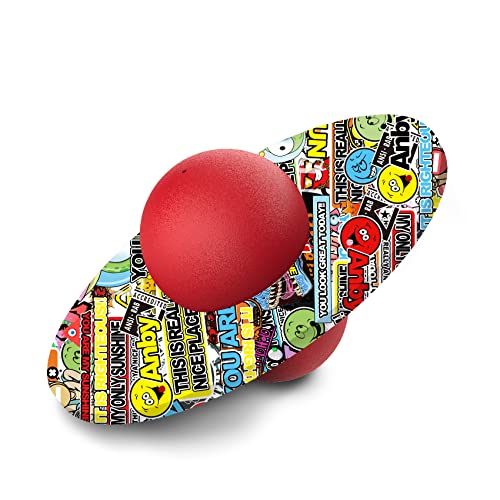 Sun Pogo Ball for Kids & Adults Up to 200lb, Balance Coordination Trick Bounce Board Pop Ball Cool Fun Challenge Indoor Outdoor Toys Pogo Jumper Birthday Gifts for Boys Girls Christmas (red)