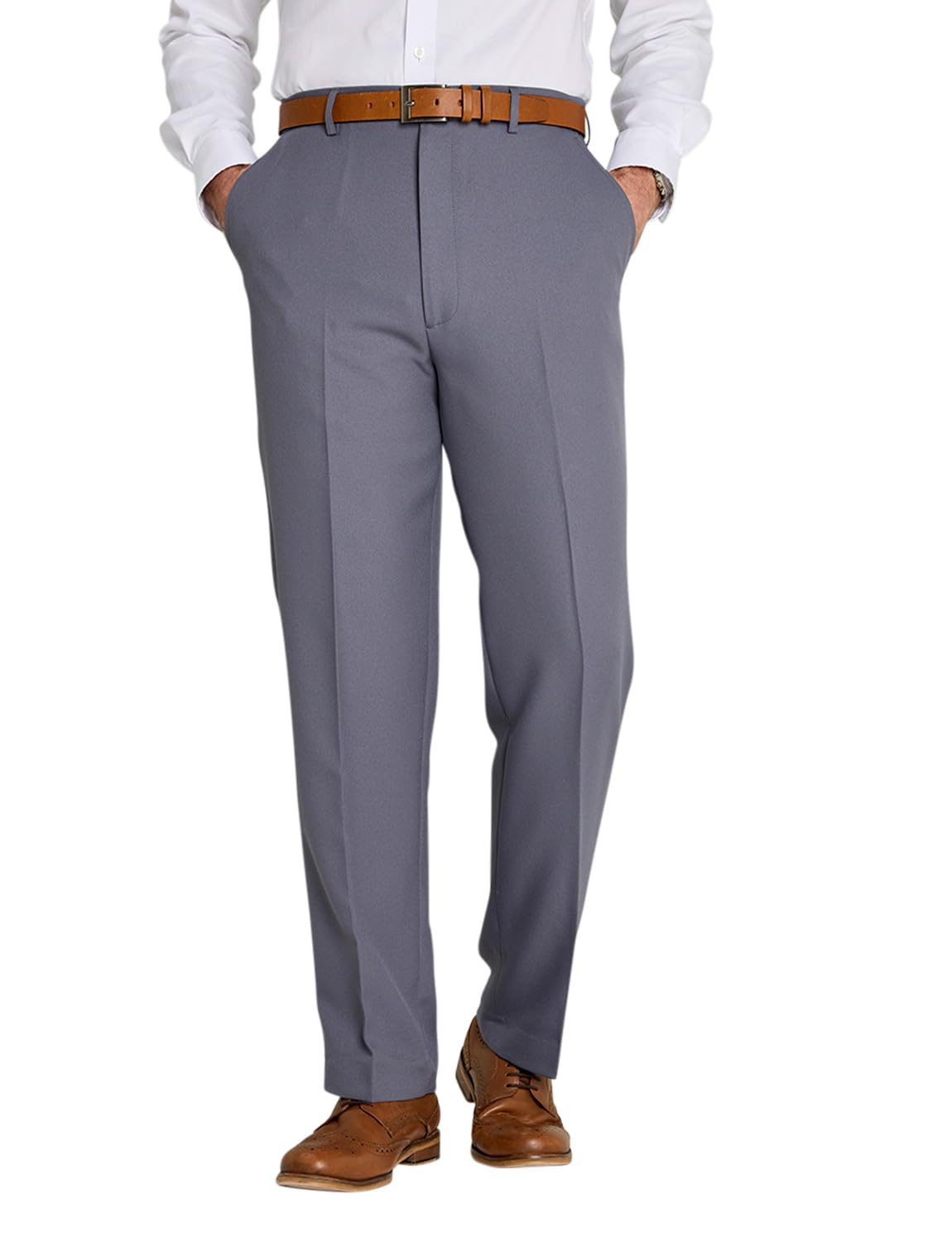 Chums Men's Formal Elasticated Trousers Comfort Fit Pants Smart Trousers for Men Grey 38W / 27L