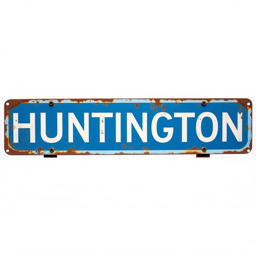 Decorative Tin Sign 16 * 4 Inches 'HUNTINGTON STREET' Vintage Sign - Family Sign, Beach Posters,...